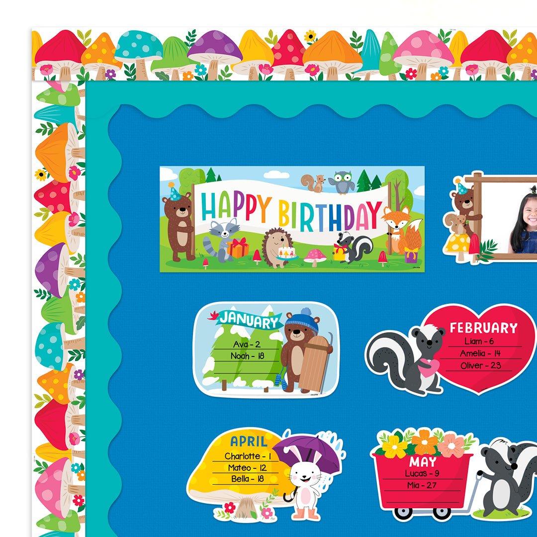 Woodland Friends Jumbo Mushrooms Border - Tools 4 Teaching