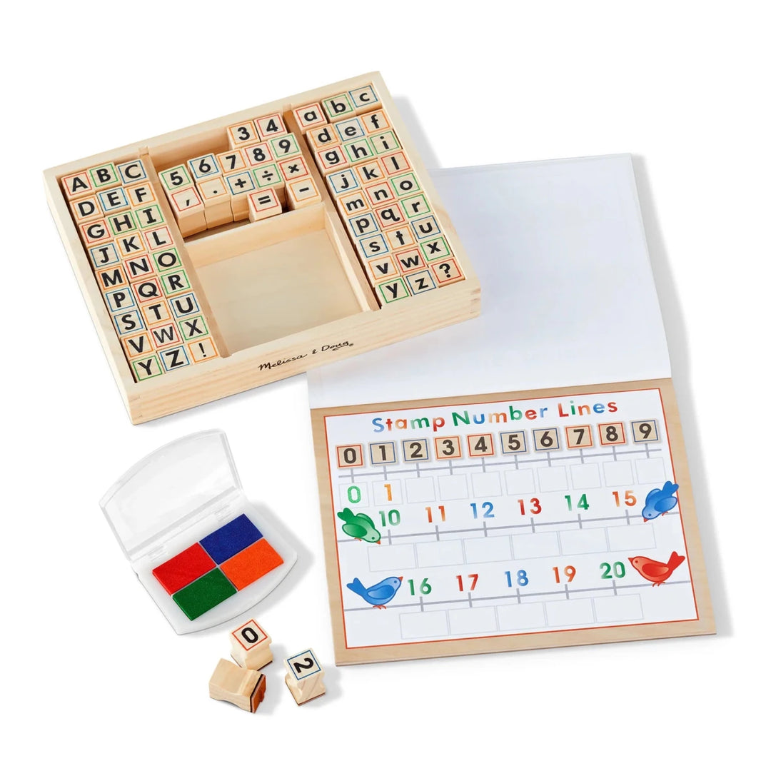 Deluxe Wooden Stamp Set ABCs - 123s - Tools 4 Teaching
