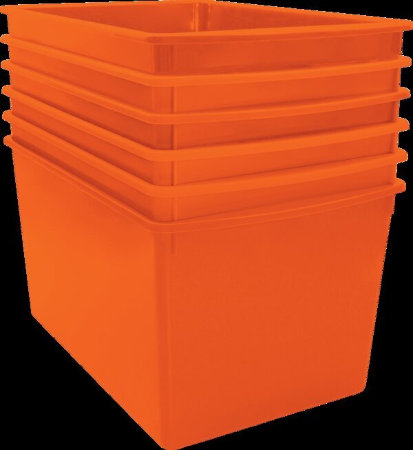 Plastic Multi-Purpose Bin: Orange-Storage Bins-Tools 4 Teaching-Classroom Decor and More