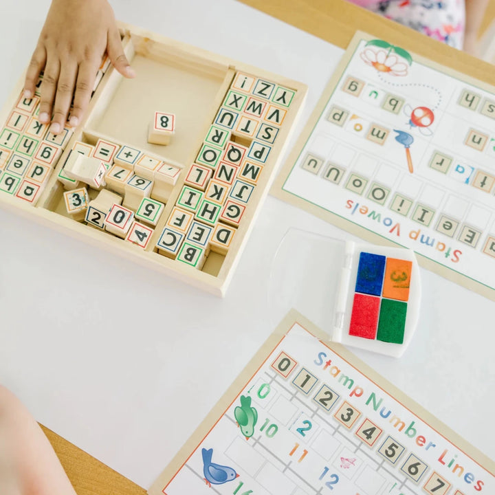 Deluxe Wooden Stamp Set ABCs - 123s - Tools 4 Teaching