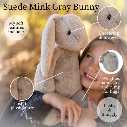Suede Mink Gray Bunny Large Lushee 16" Plush - Tools 4 Teaching