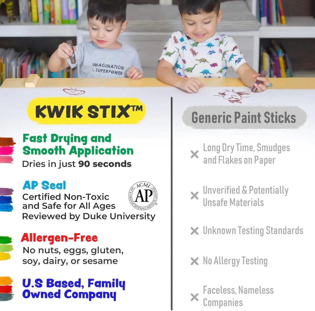 Kwik Stix Paint Sticks, Set of 12 Classic Colors - Tools 4 Teaching