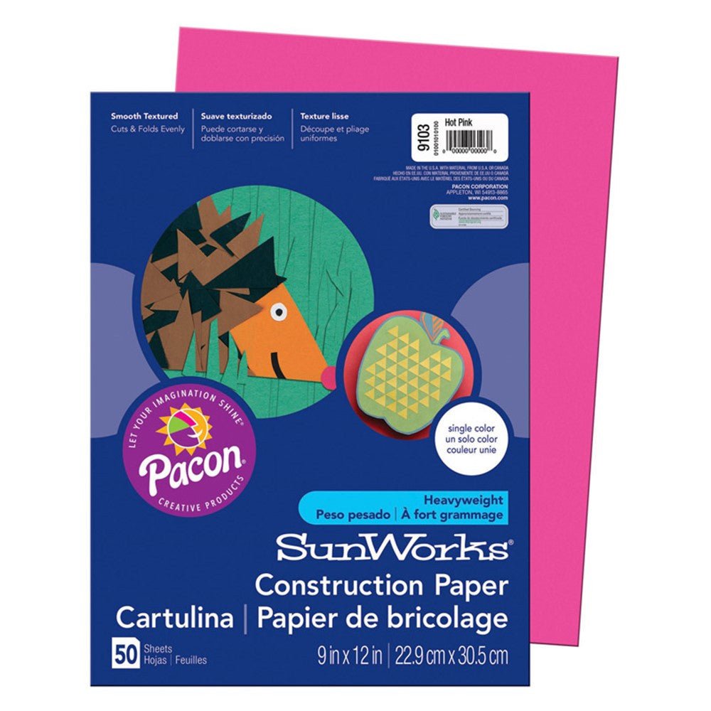 Sunworks- Hot Pink 9" x 12" Construction Paper - Tools 4 Teaching