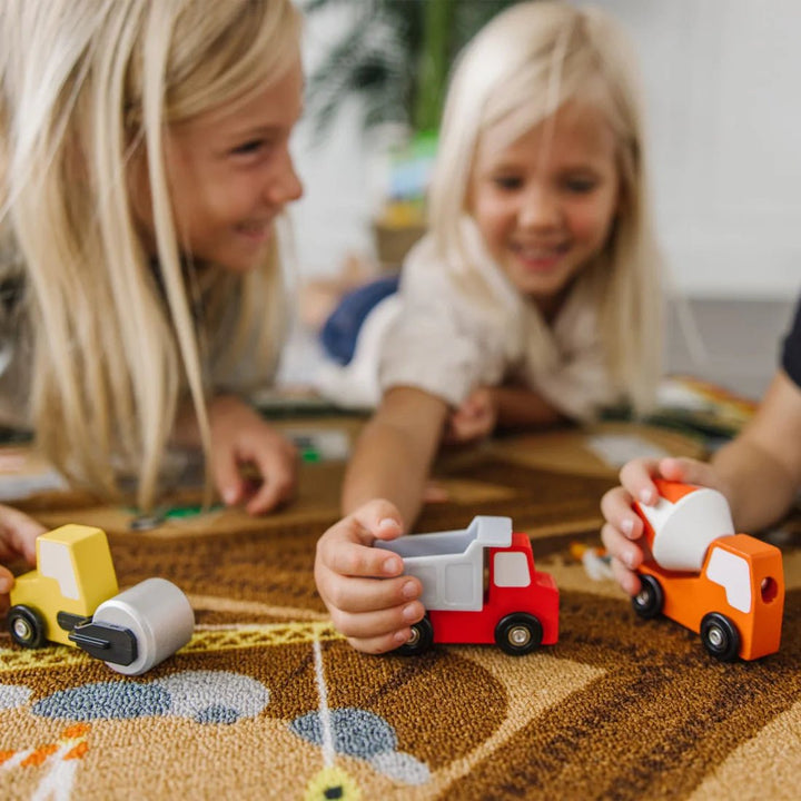 Round the Construction Zone Work Site Rug &amp; Vehicle Set - Tools 4 Teaching