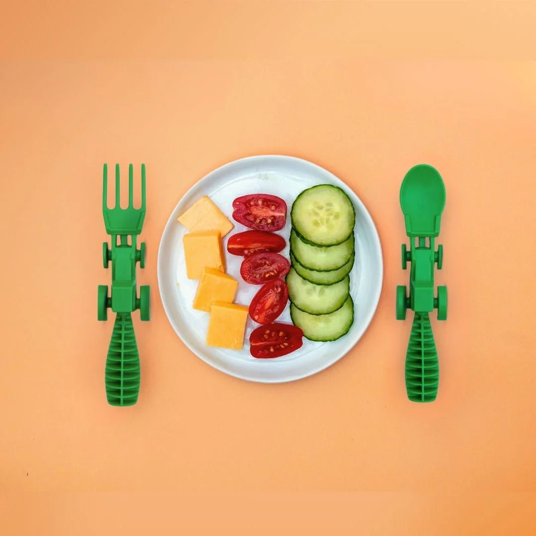 Set of 2 Green Tractor Utensils-Baby &amp; Toddler-Tools 4 Teaching-Classroom Decor and More