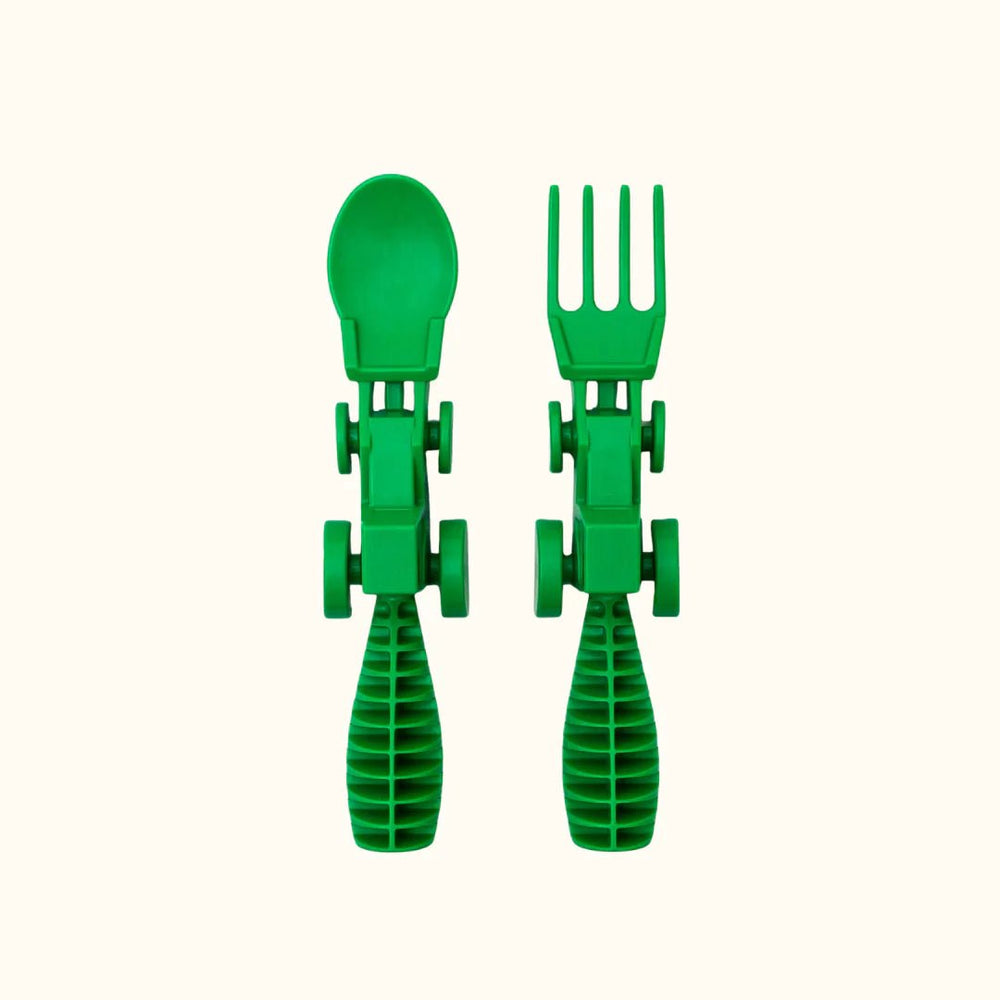 Set of 2 Green Tractor Utensils-Baby & Toddler-Tools 4 Teaching-Classroom Decor and More