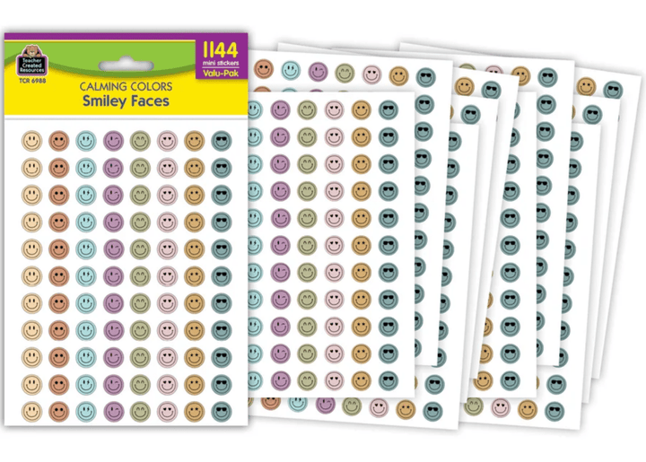 Calming Colors Smiley Faces Mini Stickers Value Pak - Tools 4 Teaching
