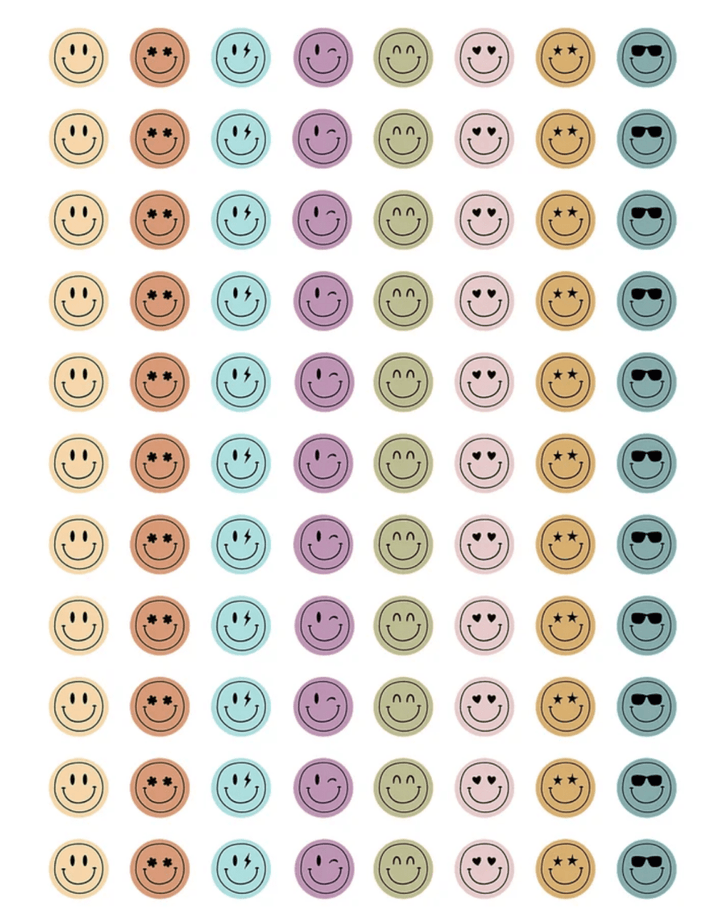 Calming Colors Smiley Faces Mini Stickers Value Pak - Tools 4 Teaching