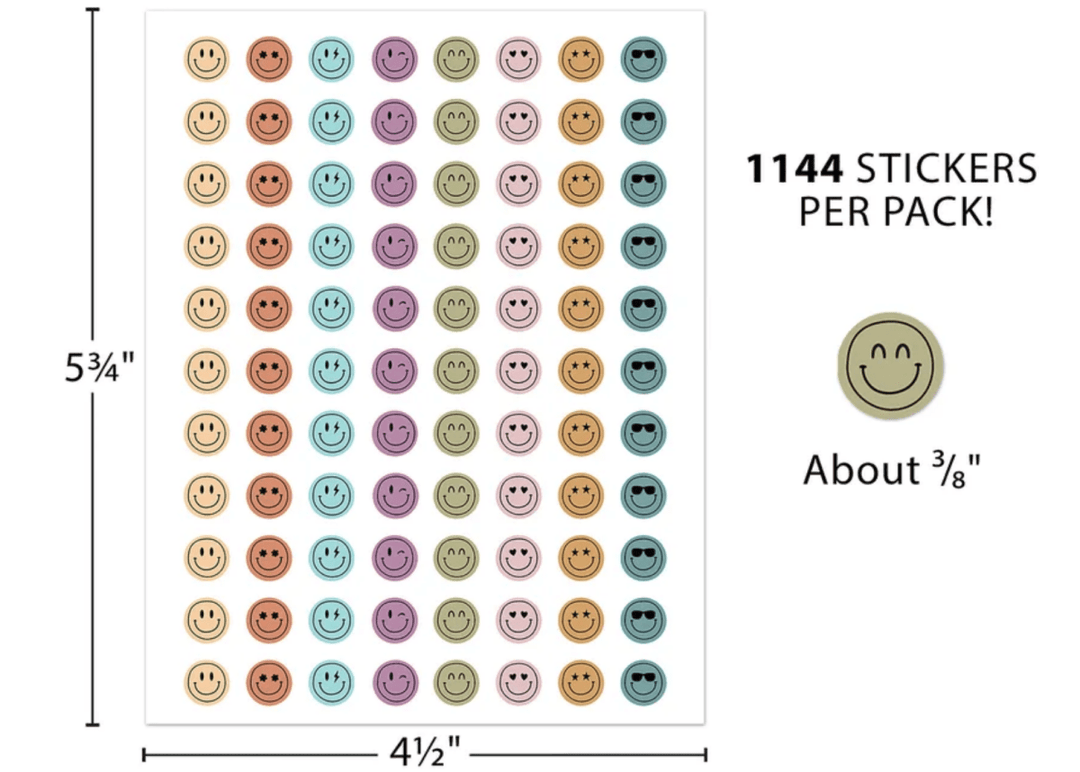 Calming Colors Smiley Faces Mini Stickers Value Pak - Tools 4 Teaching