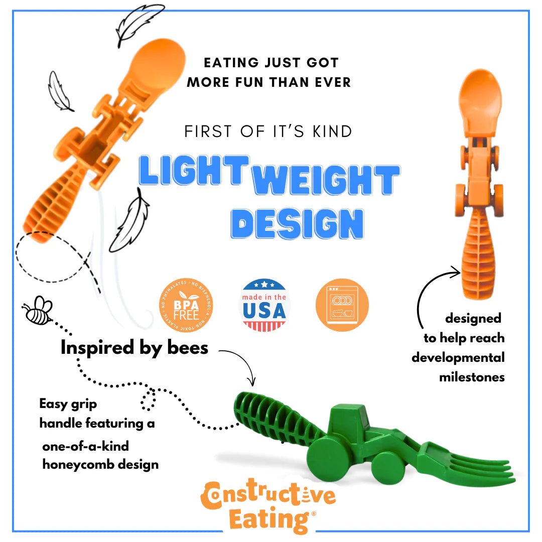 Set of 2 Green Tractor Utensils-Baby &amp; Toddler-Tools 4 Teaching-Classroom Decor and More