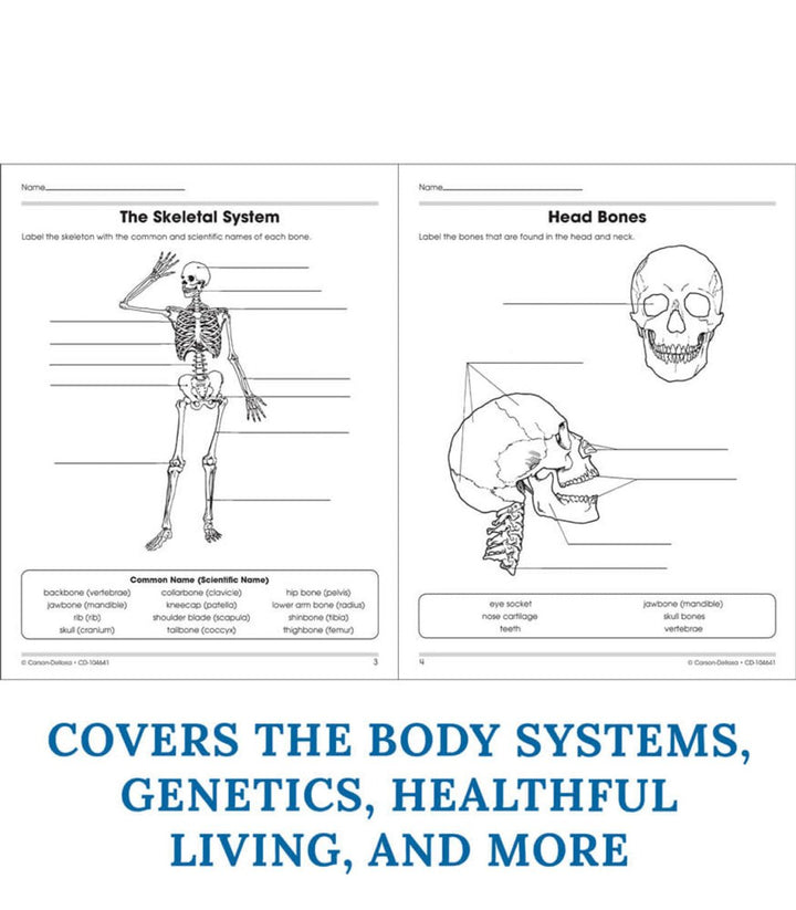 The 100+ Series™: Human Body Workbook Grade 5-8 (Paperback)-Science & STEM-Tools 4 Teaching-Classroom Decor and More