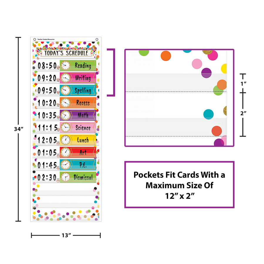 *Confetti 14 Pocket Daily Schedule Pocket Chart-Pocket Charts-Tools 4 Teaching-Classroom Decor and More
