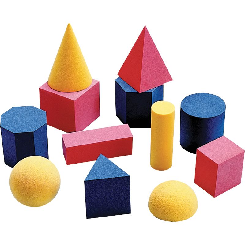 Foam Geometric Solids, 12 pcs-Fractions, Geometry & Measurement-Tools 4 Teaching-Classroom Decor and More