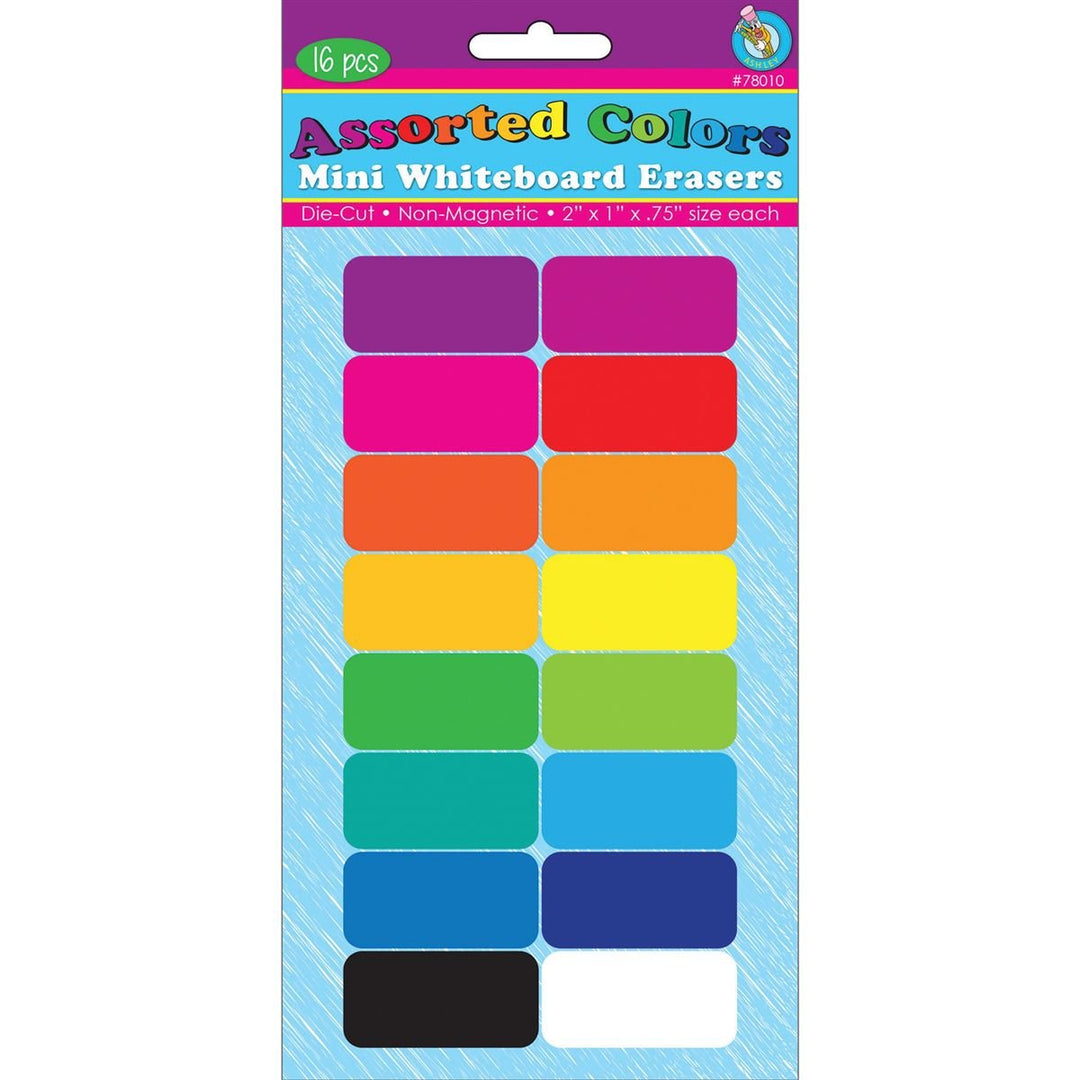 Assorted Colors 16pk Mini Erasers-Dry Erase-Tools 4 Teaching-Classroom Decor and More