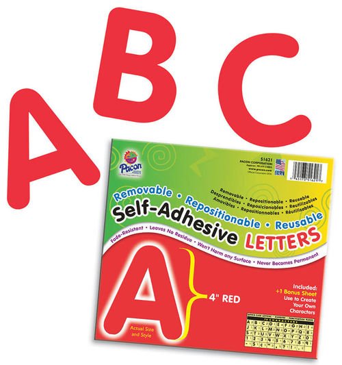 Pacon® Self-Adhesive Letters 4" Red, Puffy Font 78 Characters-Letters-Tools 4 Teaching-Classroom Decor and More