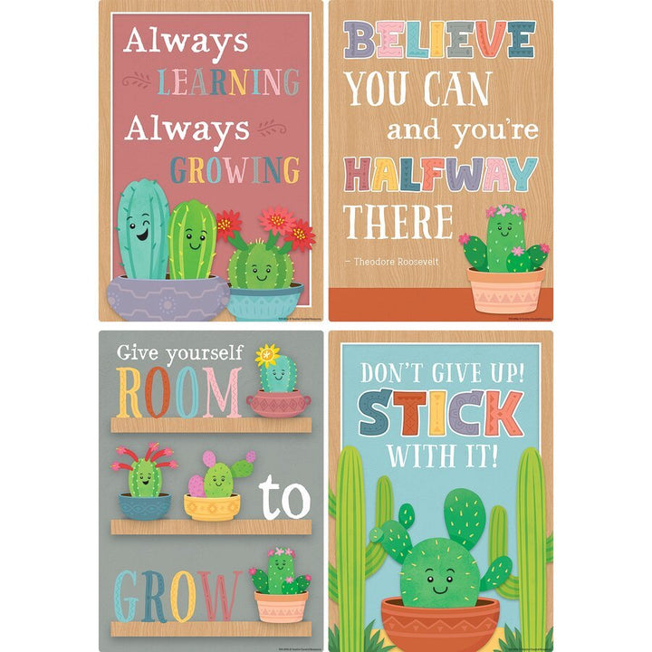 Happy Cactus Crew Positive Sayings Small Poster Pack-Posters-Tools 4 Teaching-Classroom Decor and More