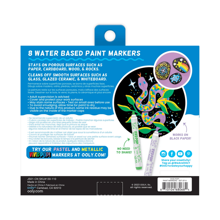 Vivid Pop! Water Based Paint Markers - Set of 8-Art Supplies-Tools 4 Teaching-Classroom Decor and More
