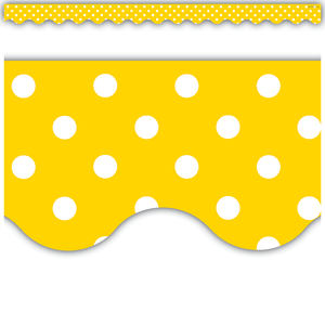 Scalloped Border Trim: Yellow Polka Dots-Borders-Tools 4 Teaching-Classroom Decor and More