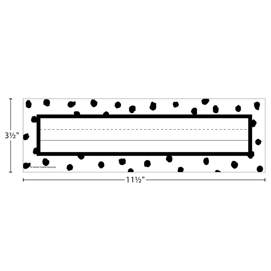 Black Painted Dots on White Flat Nameplates-Nameplates & Name Tags-Tools 4 Teaching-Classroom Decor and More