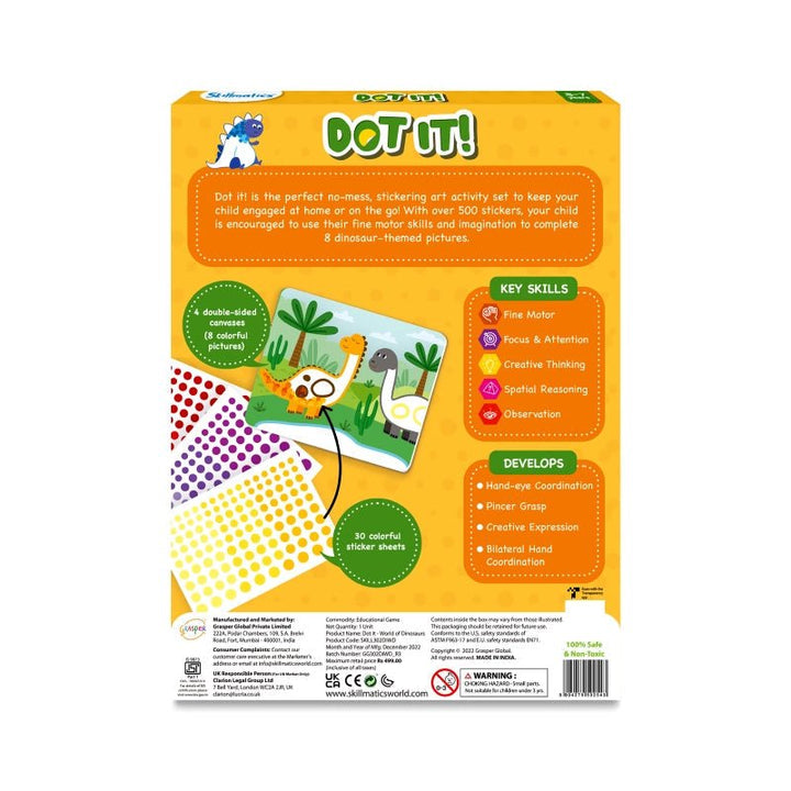 Dot it!: World of Dinosaurs | No mess sticker art (Ages 3-7)-Craft Activity-Tools 4 Teaching-Classroom Decor and More