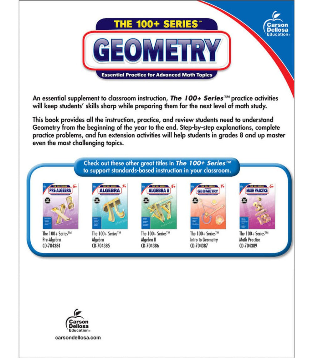 The 100+ Series™: Geometry Workbook Grade 8-10 (Paperback)-Math Books-Tools 4 Teaching-Classroom Decor and More