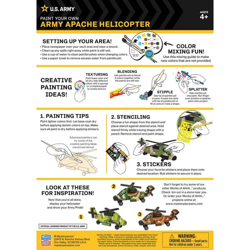 US Army Apache Helicopter Wood Paint Kit - Tools 4 Teaching