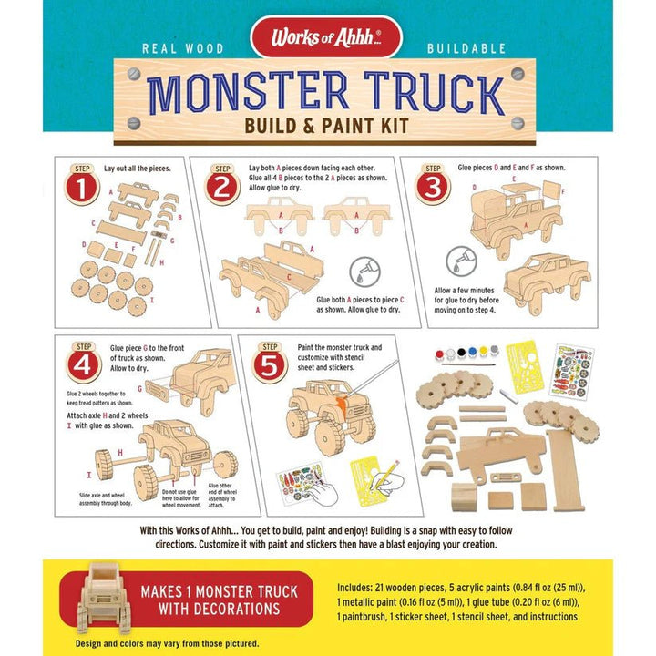 Buildable Wood Paint Kit - Monster Truck - Tools 4 Teaching