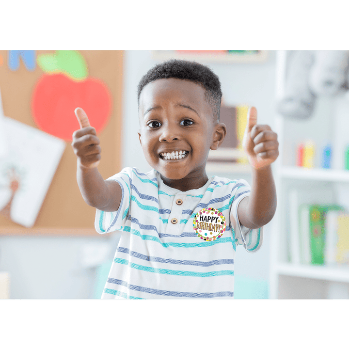 Confetti Happy Birthday Wear 'Em Badges-Birthday-Tools 4 Teaching-Classroom Decor and More