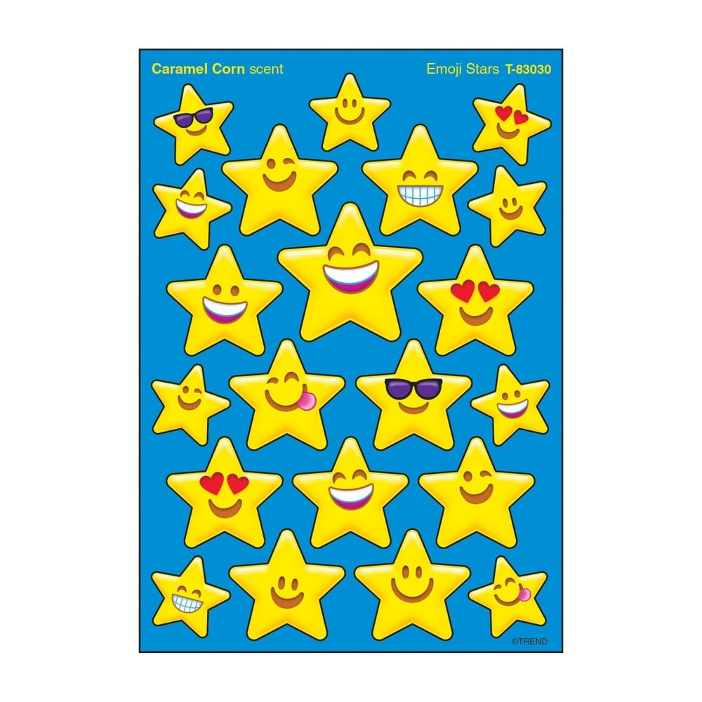 Emoji Stars, Caramel Corn scent Scratch 'n Sniff Stinky Stickers® – Mixed Shapes-Stickers-Tools 4 Teaching-Classroom Decor and More