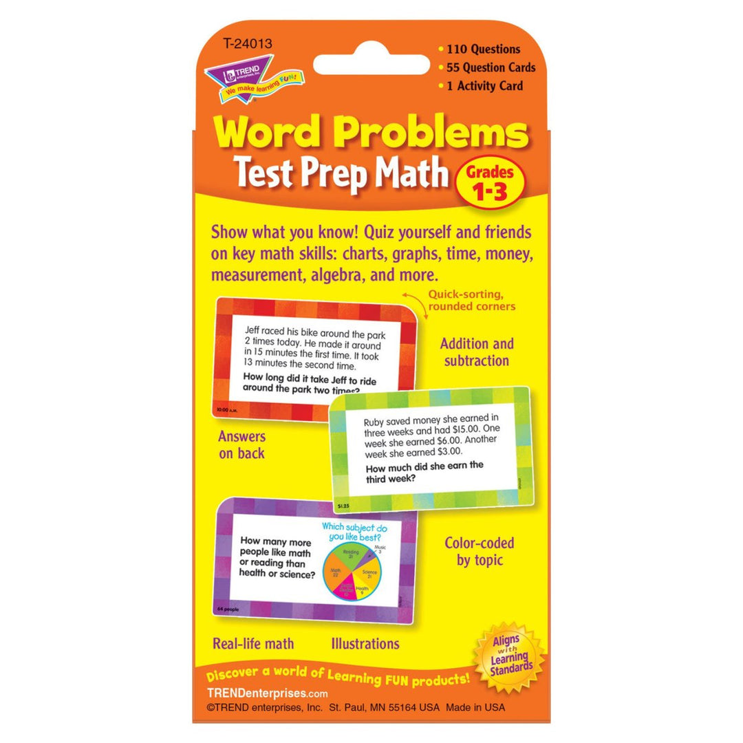 Word Problems Test Prep Math, Grades 1-3 Challenge Cards®-Flashcards-Tools 4 Teaching-Classroom Decor and More