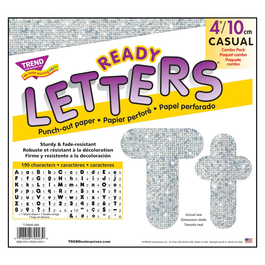 *Silver Sparkle 4-Inch Casual Uppercase/Lowercase Combo Pack Ready Letters®-Letters-Tools 4 Teaching-Classroom Decor and More