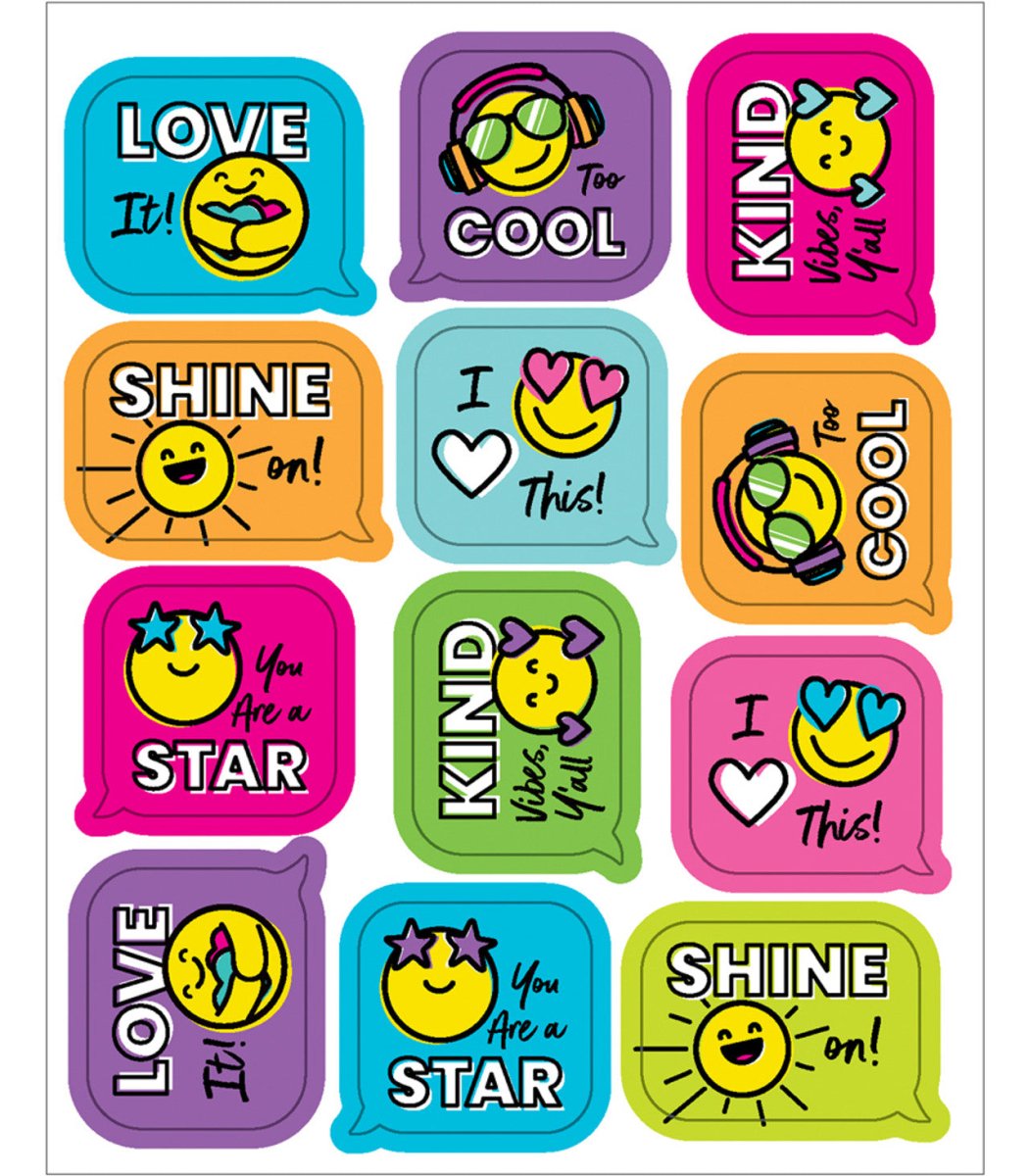 Kind Vibes Smiley Faces Motivational Stickers-Stickers-Tools 4 Teaching-Classroom Decor and More