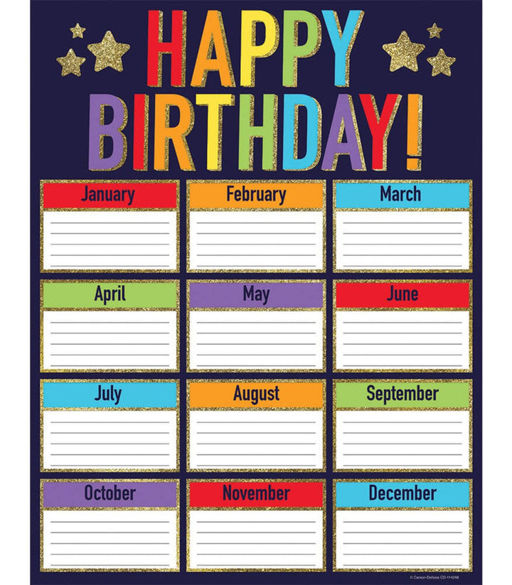 Sparkle + Shine Glitter Birthday Chart-Charts-Tools 4 Teaching-Classroom Decor and More