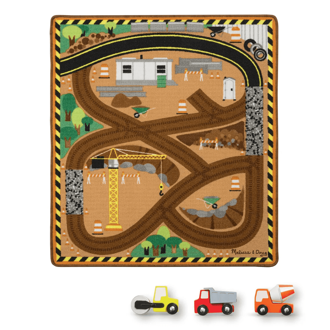 Round the Construction Zone Work Site Rug & Vehicle Set-Vehicles & Construction-Tools 4 Teaching-Classroom Decor and More