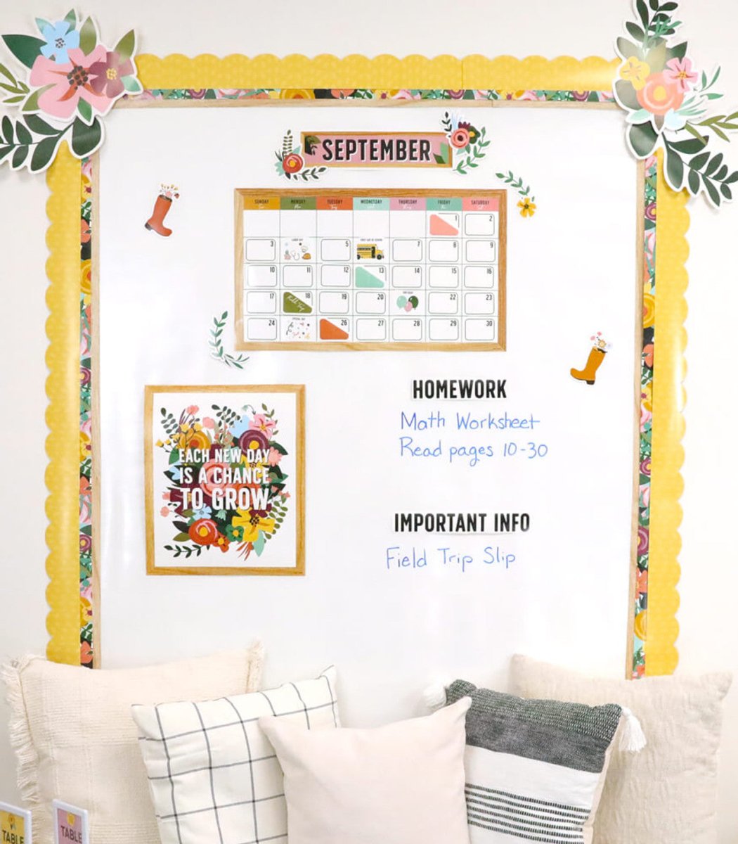 Grow Together Yellow with Painted Dots Scalloped Bulletin Board Borders-Borders-Tools 4 Teaching-Classroom Decor and More