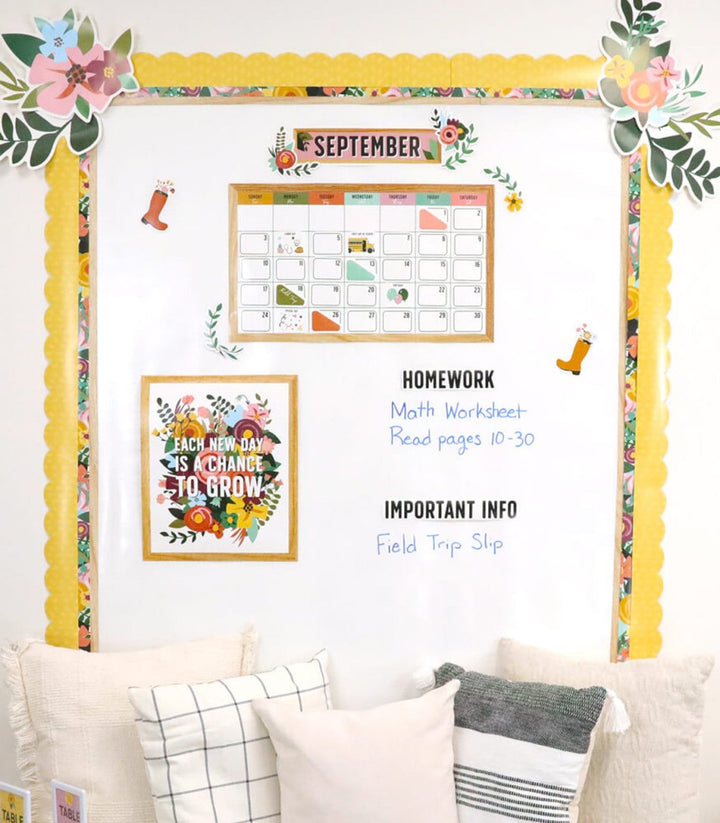 Grow Together Yellow with Painted Dots Scalloped Bulletin Board Borders-Borders-Tools 4 Teaching-Classroom Decor and More