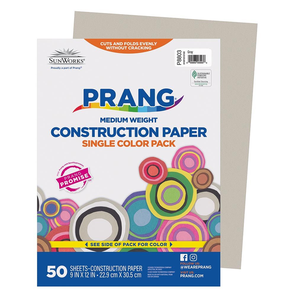 Prang® Construction Paper Gray 9" X 12" Gray 50 Sheets-Construction Paper-Tools 4 Teaching-Classroom Decor and More