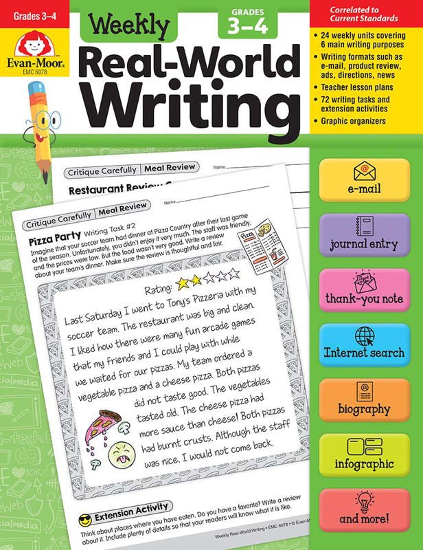 *Weekly Real-World Writing, Grades 3-4-ELA Books-Tools 4 Teaching-Classroom Decor and More