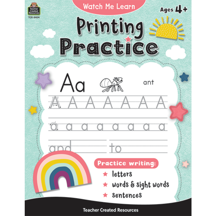 Watch Me Learn: Printing Practice-Handwriting Books-Tools 4 Teaching-Classroom Decor and More