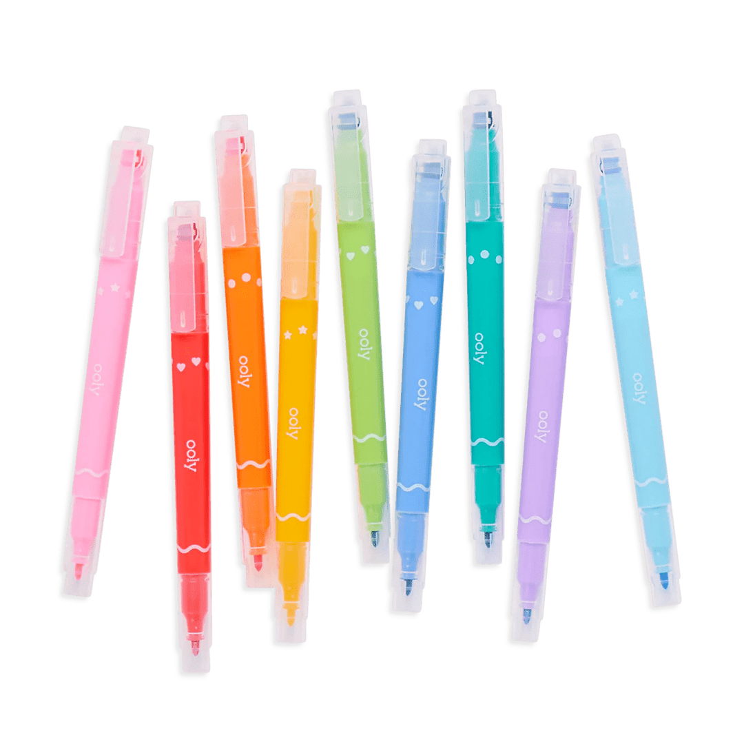 Confetti Stamp Double-Ended Markers - Set of 9-Art Supplies-Tools 4 Teaching-Classroom Decor and More