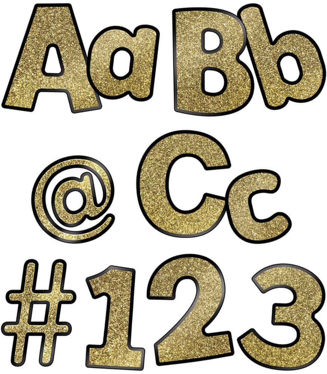 4in Gold Glitter Combo Pack Bulletin Board Letters-Letters-Tools 4 Teaching-Classroom Decor and More
