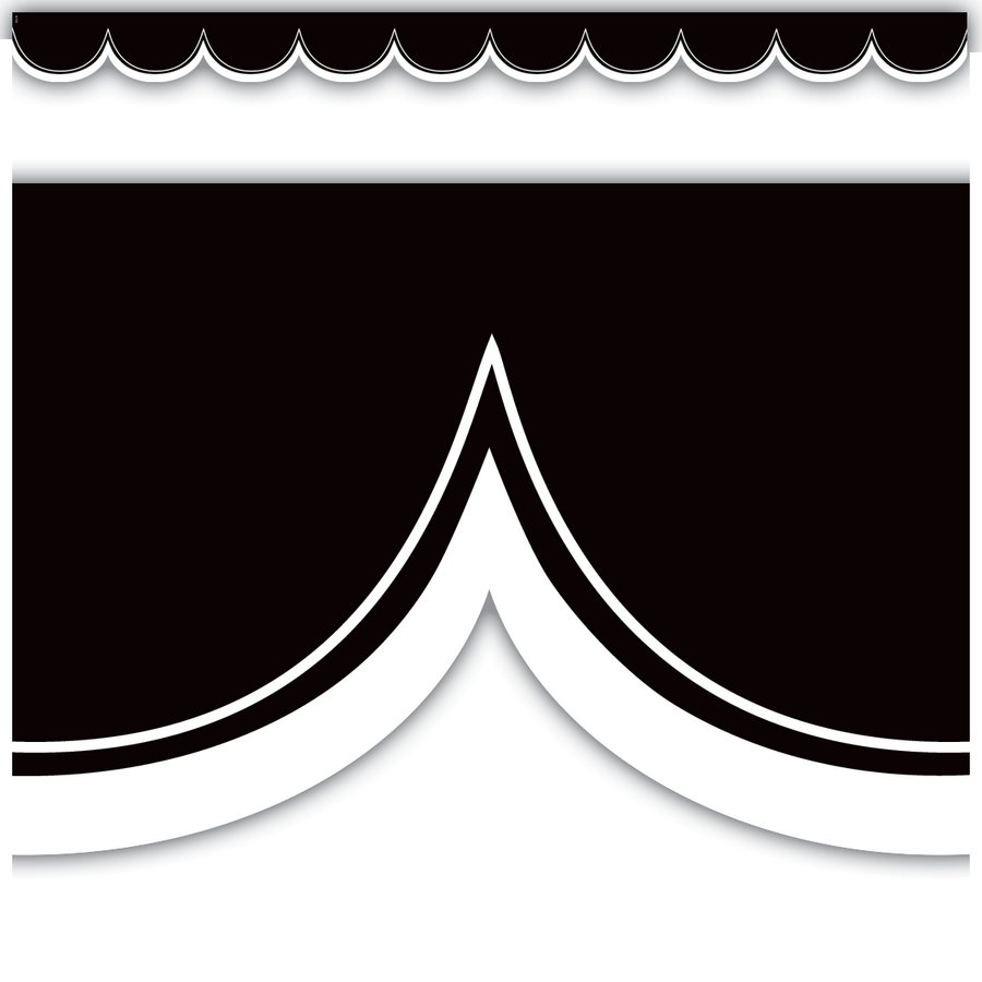 Black with White Scalloped Die-Cut Border Trim-Borders-Tools 4 Teaching-Classroom Decor and More