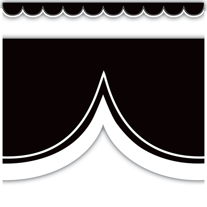 Black with White Scalloped Die-Cut Border Trim-Borders-Tools 4 Teaching-Classroom Decor and More