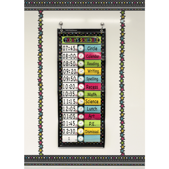 Chalkboard Brights 14 Pocket Daily Schedule Pocket Chart-Pocket Charts-Tools 4 Teaching-Classroom Decor and More