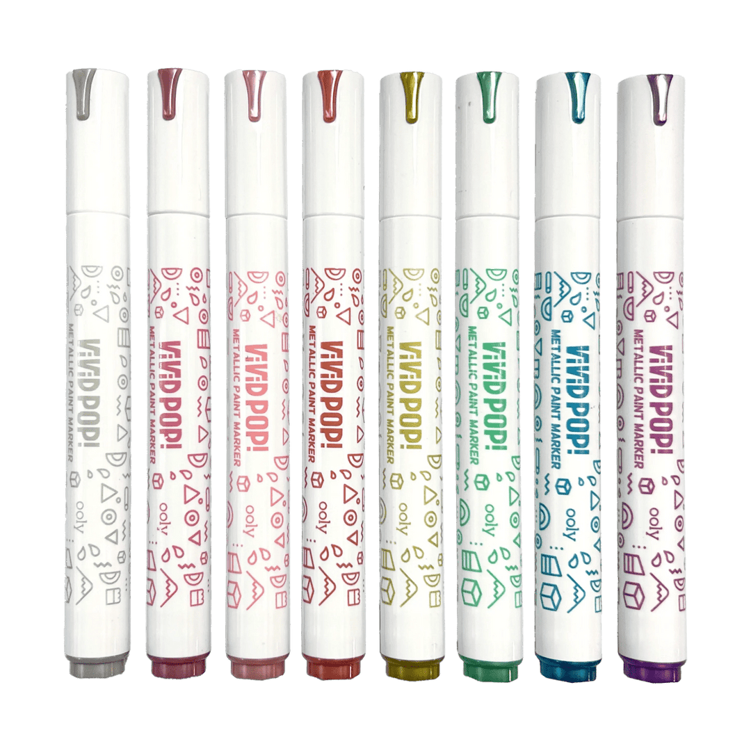 Vivid Pop! Water Based Paint Markers - Metallic - Set of 8-Art Supplies-Tools 4 Teaching-Classroom Decor and More