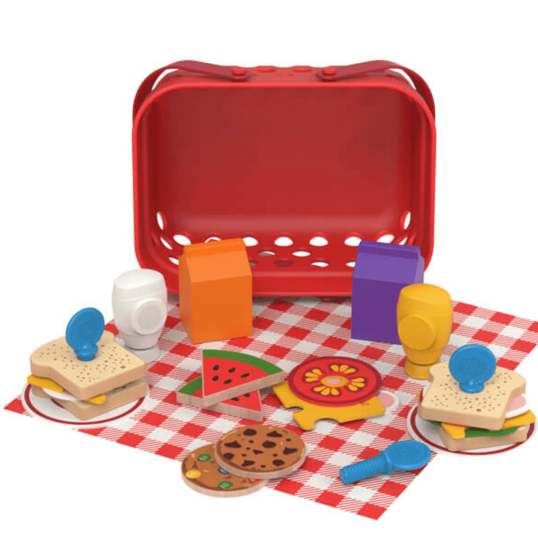 Pretendables Picnic Basket Set-Play Food-Tools 4 Teaching-Classroom Decor and More
