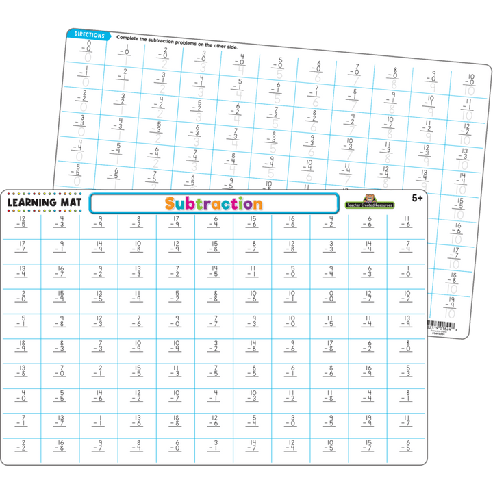 Subtraction Learning Mat-Teaching Materials-Tools 4 Teaching-Classroom Decor and More