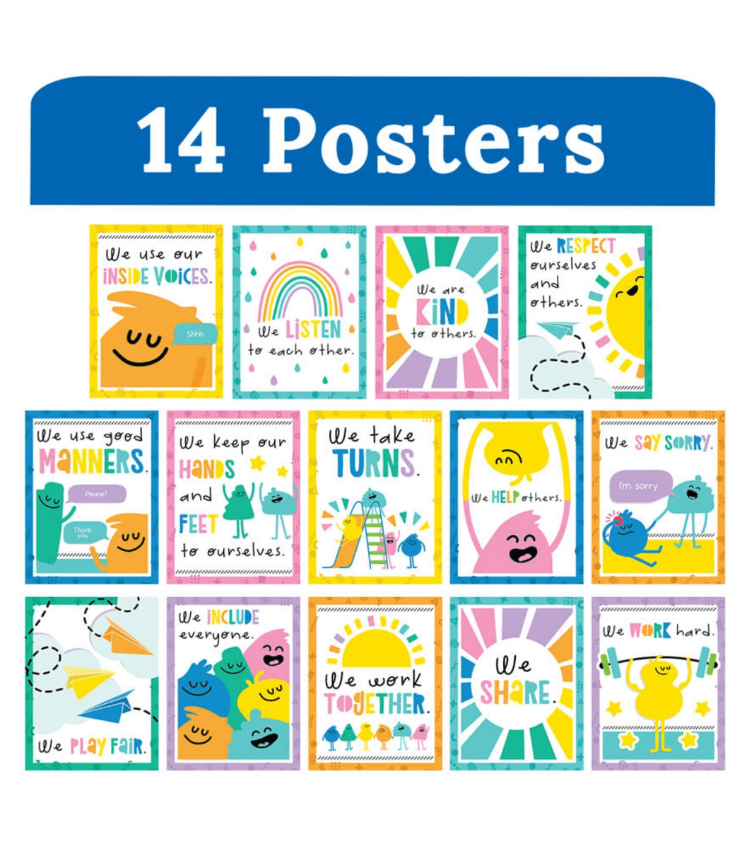 Happy Place Mini Posters: Rules for a Happy Class Poster Set-Posters-Tools 4 Teaching-Classroom Decor and More