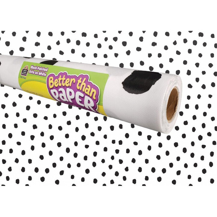 Better Than Paper® Bulletin Board Roll: Black Painted Dots on White-Bulletin Board Paper - Fadeless-Tools 4 Teaching-Classroom Decor and More