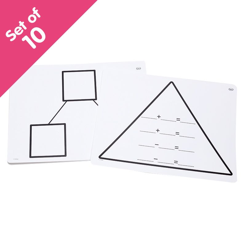 Write-On/Wipe-Off Fact Family Triangle Mats: Addition, set of 10-Addition & Subtraction-Tools 4 Teaching-Classroom Decor and More